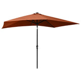 Garden Parasol with LEDs and Steel Pole Terracotta 2x3 m