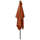 Garden Parasol with LEDs and Steel Pole Terracotta 2x3 m