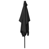 Garden Parasol with LEDs and Steel Pole Black 2x3 m - Rear View