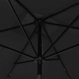 Garden Parasol with LEDs and Steel Pole Black 2x3 m - Extra Image
