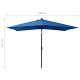Garden Parasol with LEDs and Steel Pole Azure Blue 2x3 m - Extra Image