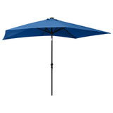 Garden Parasol with LEDs and Steel Pole Azure Blue 2x3 m - Top-Down View