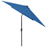 Garden Parasol with LEDs and Steel Pole Azure Blue 2x3 m - 45-Degree Angle