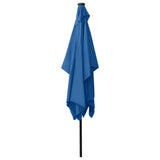 Garden Parasol with LEDs and Steel Pole Azure Blue 2x3 m