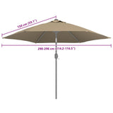 Replacement Fabric for Outdoor Parasol Taupe 300 cm - Close-Up Angle