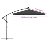 Replacement Fabric for Cantilever Umbrella Anthracite 300 cm - Low Angle