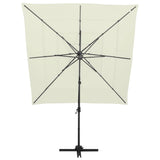 4-Tier Garden Parasol with Aluminium Pole Sand 250x250 cm - 45-Degree Angle