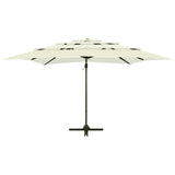 4-Tier Garden Parasol with Aluminium Pole Sand 250x250 cm - Rear View