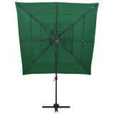 4-Tier Garden Parasol with Aluminium Pole Green 250x250 cm - Front View