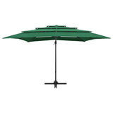 4-Tier Garden Parasol with Aluminium Pole Green 250x250 cm - Side View