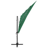 4-Tier Garden Parasol with Aluminium Pole Green 250x250 cm - Top-Down View