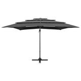 4-Tier Garden Parasol with Aluminium Pole Anthracite 250x250 cm - Side View