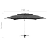 4-Tier Garden Parasol with Aluminium Pole Anthracite 250x250 cm - Extra Image