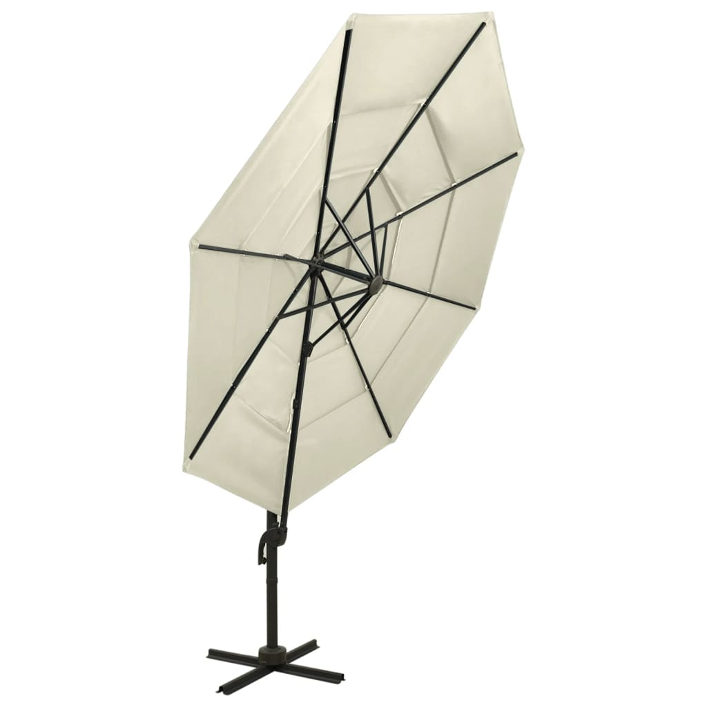 4-Tier Garden Parasol with Aluminium Pole Sand 3x3 m