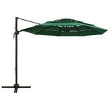 4-Tier Garden Parasol with Aluminium Pole Green 3x3 m - Front View