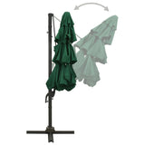 4-Tier Garden Parasol with Aluminium Pole Green 3x3 m - Top-Down View