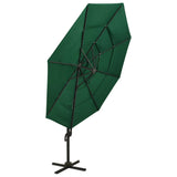 4-Tier Garden Parasol with Aluminium Pole Green 3x3 m - 45-Degree Angle