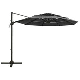 4-Tier Garden Parasol with Aluminium Pole Anthracite 3x3 m - Front View