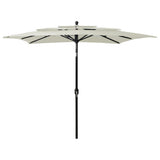 3-Tier Garden Parasol with Aluminium Pole Sand 2.5x2.5 m