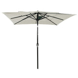 3-Tier Garden Parasol with Aluminium Pole Sand 2.5x2.5 m - Front View