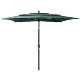 3-Tier Garden Parasol with Aluminium Pole Green 2.5x2.5 m