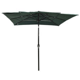 3-Tier Garden Parasol with Aluminium Pole Green 2.5x2.5 m - Front View