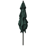 3-Tier Garden Parasol with Aluminium Pole Green 2.5x2.5 m - Side View