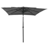 3-Tier Garden Parasol with Aluminium Pole Anthracite 2.5x2.5 m - Front View