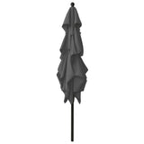 3-Tier Garden Parasol with Aluminium Pole Anthracite 2.5x2.5 m - Side View