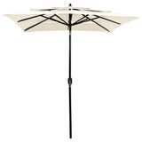 3-Tier Garden Parasol with Aluminium Pole Sand 2x2 m - Front View