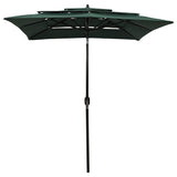 3-Tier Garden Parasol with Aluminium Pole Green 2x2 m - Front View
