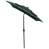 3-Tier Garden Parasol with Aluminium Pole Green 2x2 m - Top-Down View