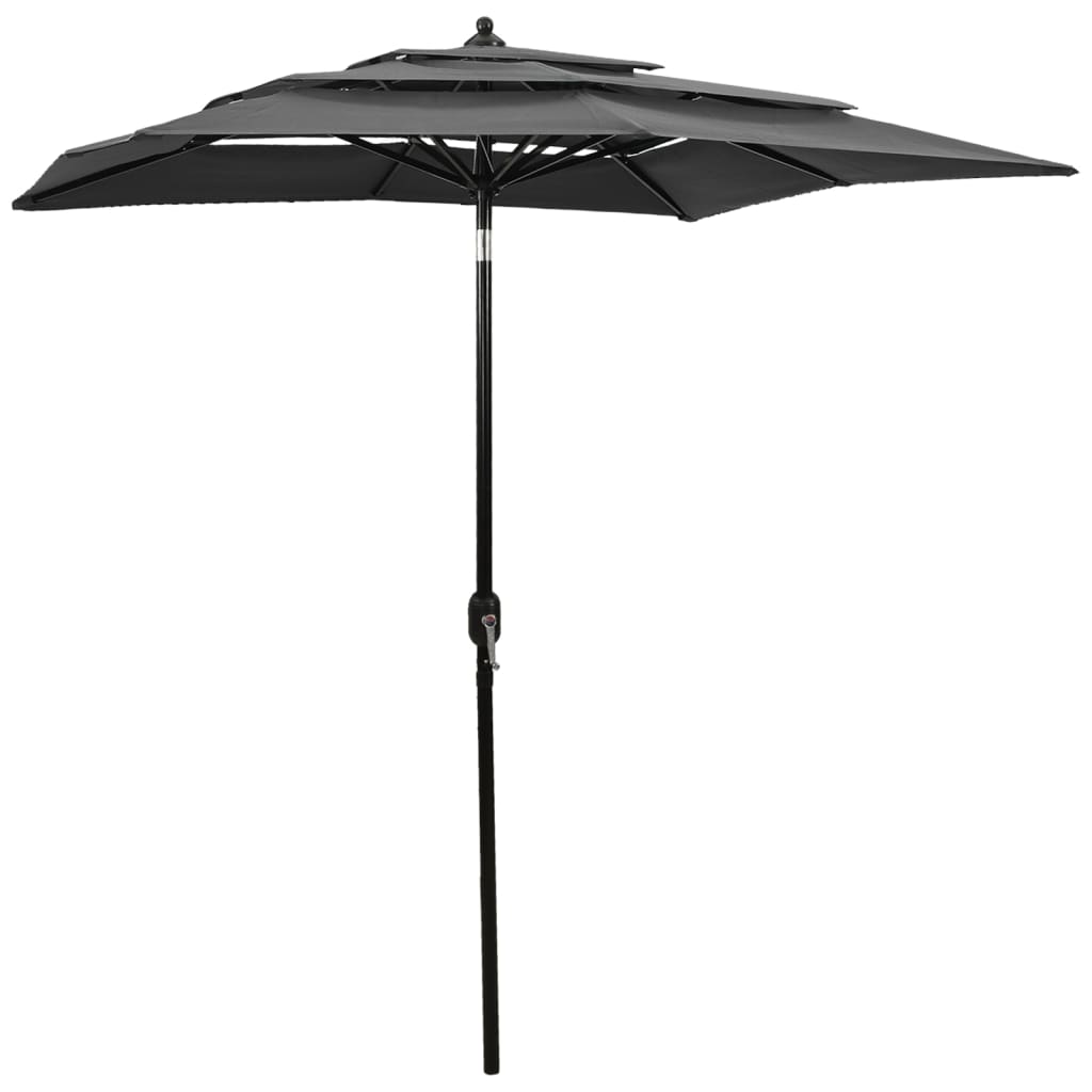 3-Tier Garden Parasol with Aluminium Pole Anthracite 2x2 m