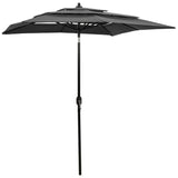 3-Tier Garden Parasol with Aluminium Pole Anthracite 2x2 m