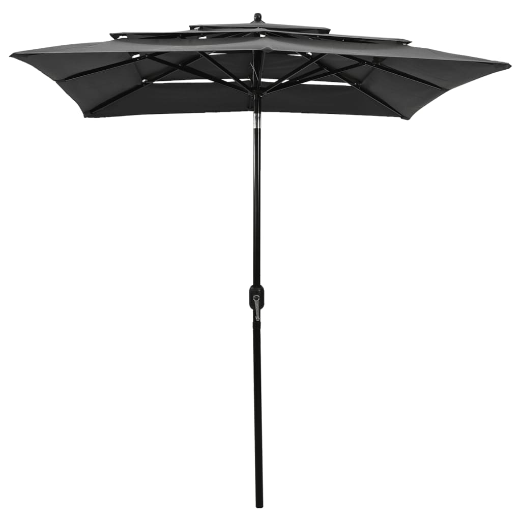 3-Tier Garden Parasol with Aluminium Pole Anthracite 2x2 m
