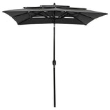 3-Tier Garden Parasol with Aluminium Pole Anthracite 2x2 m - Front View
