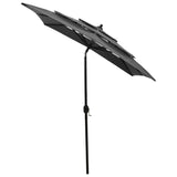 3-Tier Garden Parasol with Aluminium Pole Anthracite 2x2 m - Side View