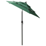 3-Tier Garden Parasol with Aluminium Pole Green 2 m - Side View