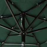 3-Tier Garden Parasol with Aluminium Pole Green 2 m - 45-Degree Angle