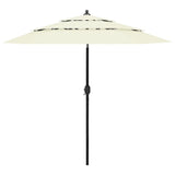 3-Tier Garden Parasol with Aluminium Pole Sand 2.5 m