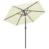 3-Tier Garden Parasol with Aluminium Pole Sand 2.5 m - Side View