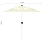 3-Tier Garden Parasol with Aluminium Pole Sand 2.5 m - Low Angle
