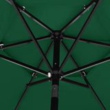 3-Tier Garden Parasol with Aluminium Pole Green 2.5 m - 45-Degree Angle