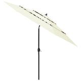3-Tier Garden Parasol with Aluminium Pole Sand 3 m - Front View