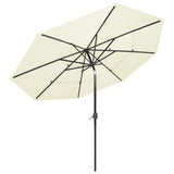 3-Tier Garden Parasol with Aluminium Pole Sand 3 m - Side View