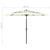 3-Tier Garden Parasol with Aluminium Pole Sand 3 m - Low Angle