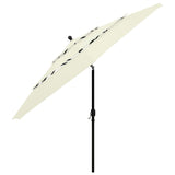 3-Tier Garden Parasol with Aluminium Pole Sand 3.5 m - Side View