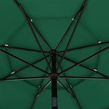 3-Tier Garden Parasol with Aluminium Pole Green 3.5 m - 45-Degree Angle