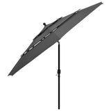 3-Tier Garden Parasol with Aluminium Pole Anthracite 3.5 m - Side View