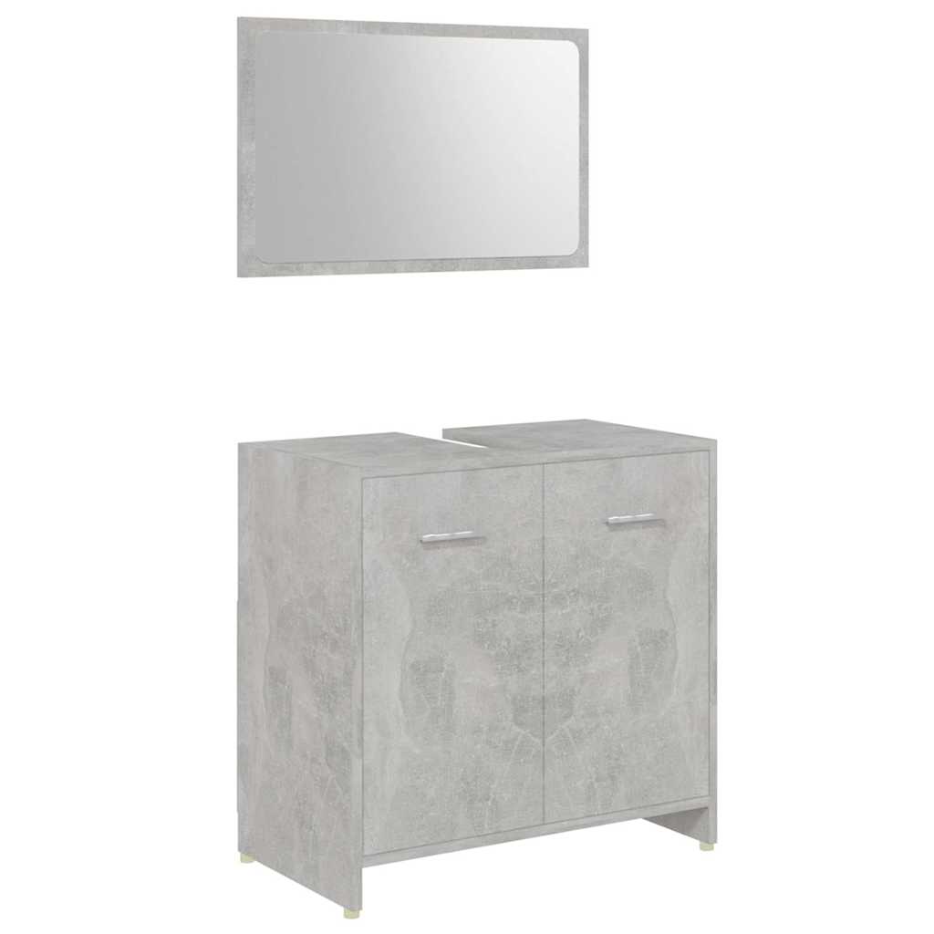 3 Piece Bathroom Furniture Set Concrete Grey Engineered Wood